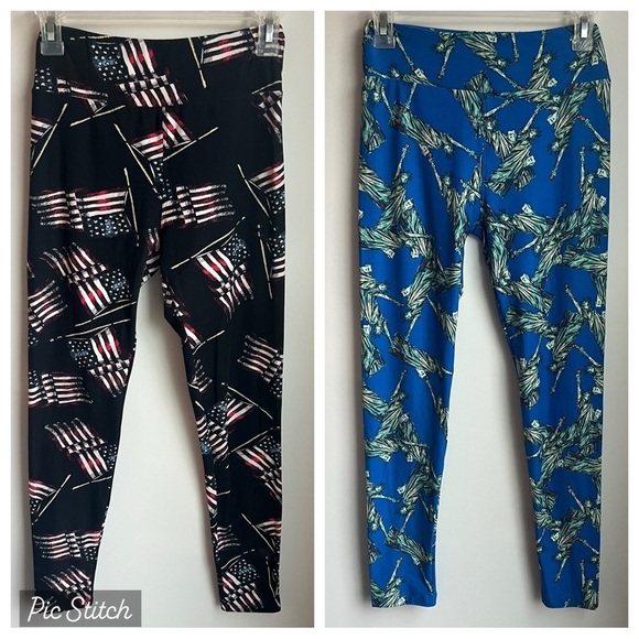 LuLaRoe Pants - LuLaRoe American Flag & Statue of Liberty Legging Bundle - OS